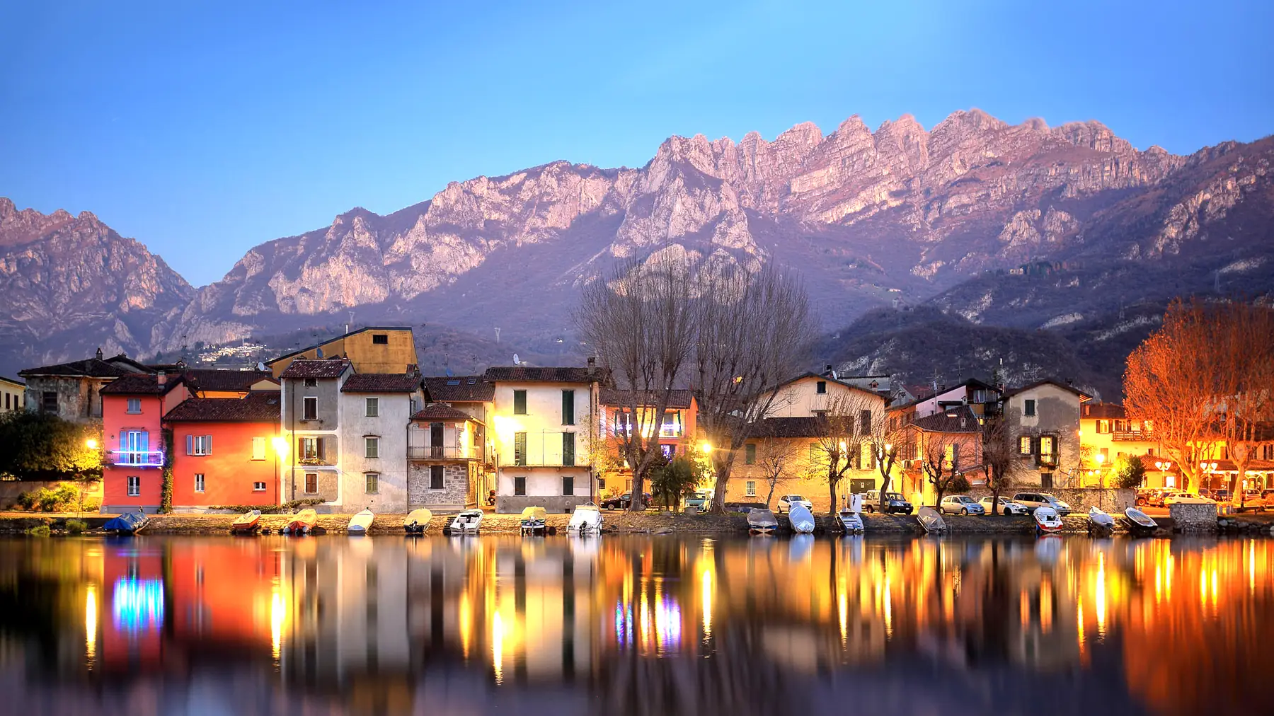 Lecco and its lake at sunset